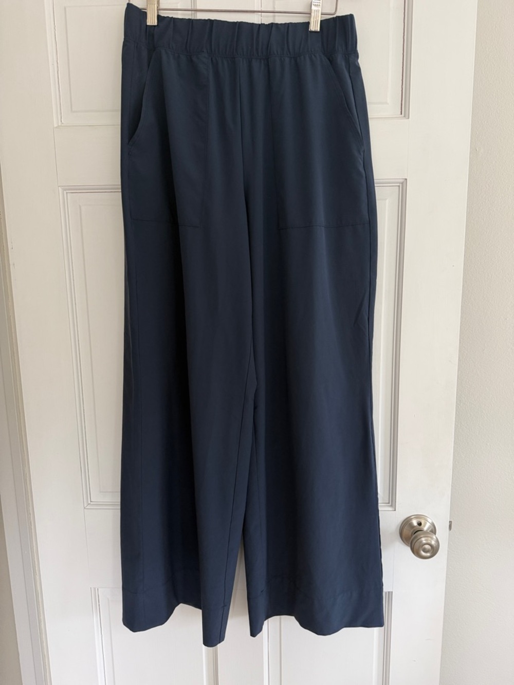 Navy Wide-Leg Pull-On Pants